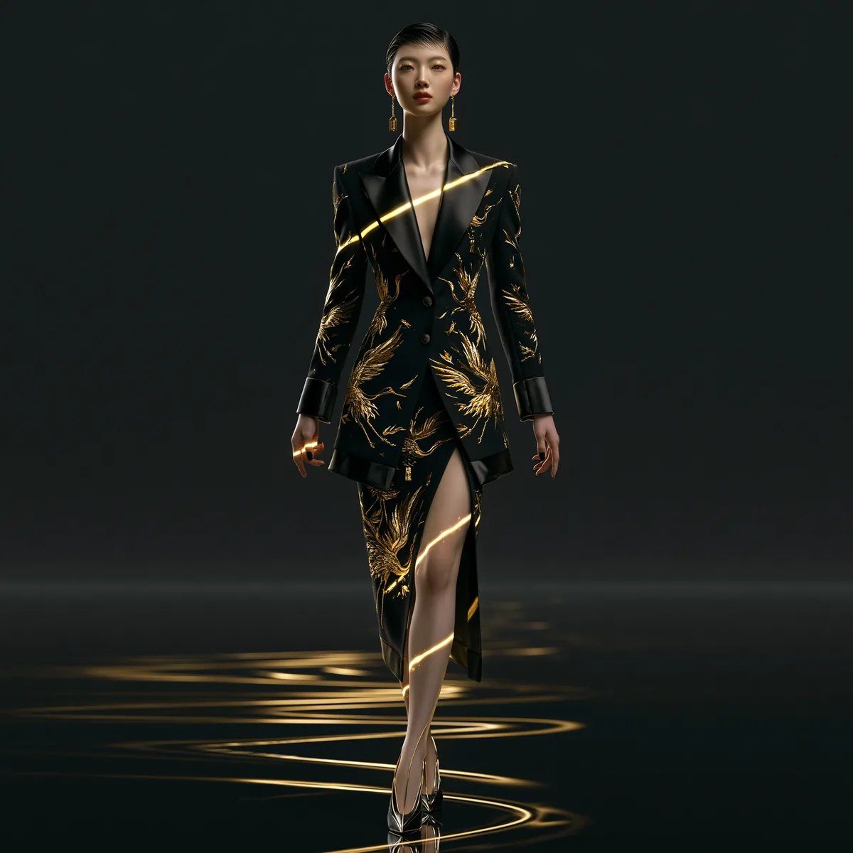 GAROT black and gold crane tailoring study