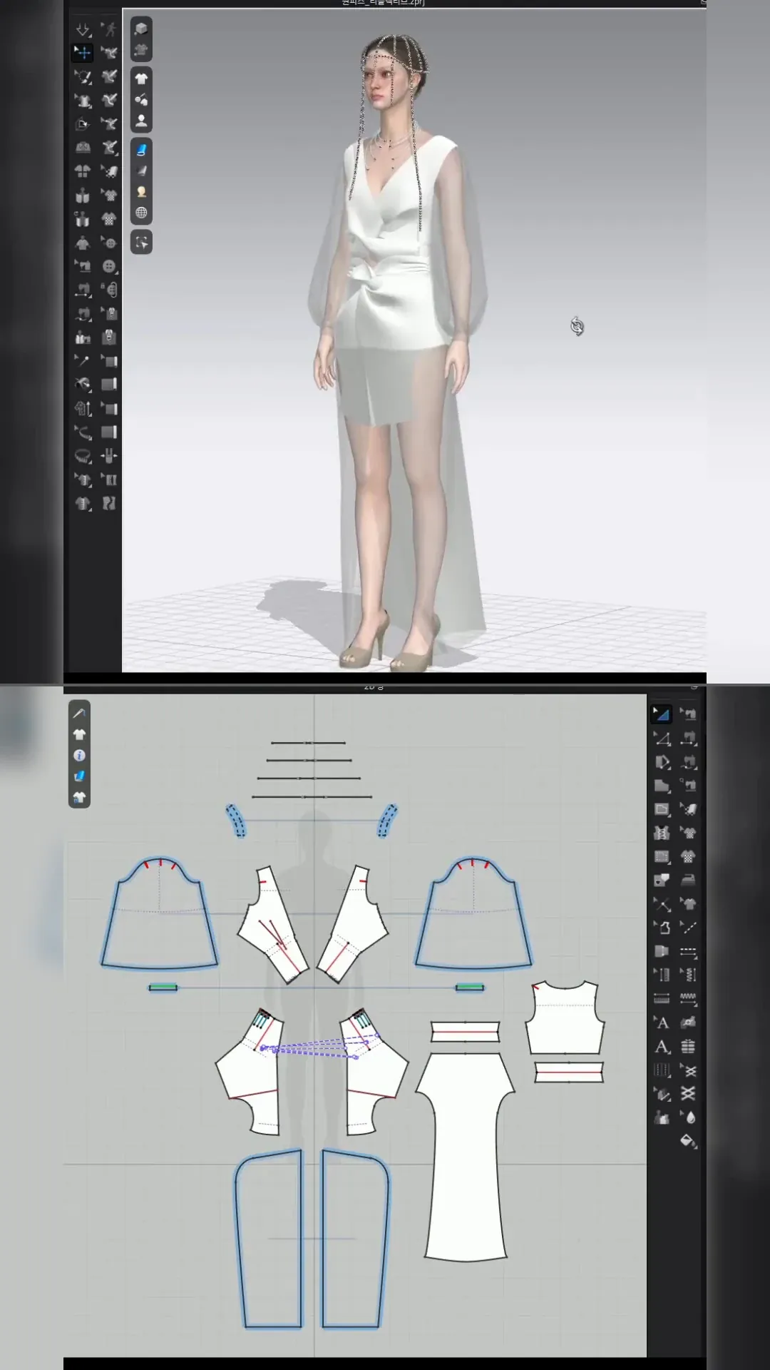 Opal Dress CLO and pattern construction