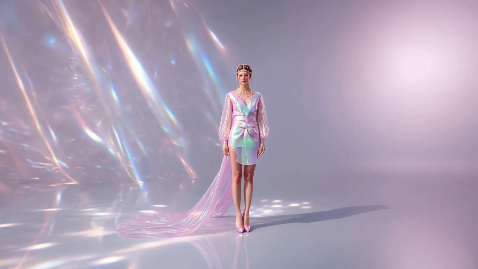 Opal Dress pearl headpiece portrait
