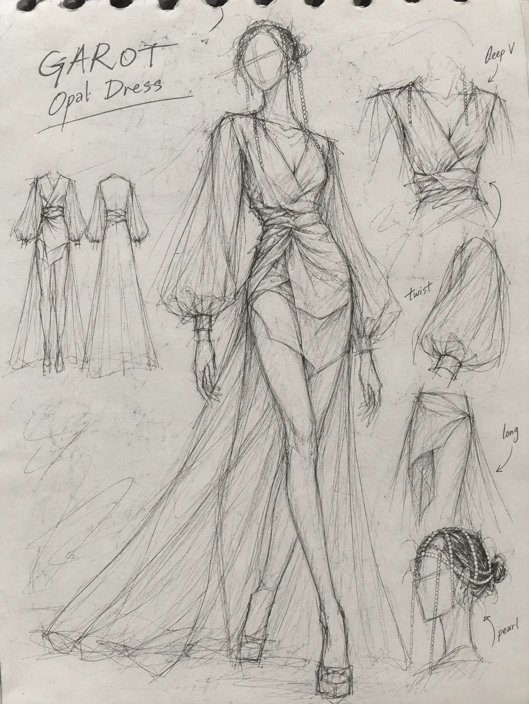 Opal Dress fashion sketch